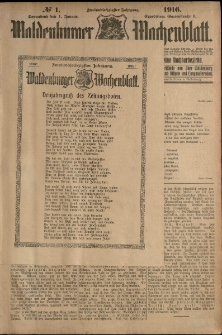 Waldenburger Wochenblatt, Jg. 62, 1916, nr 1