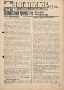 Solidarność Jeleniog&oacute;rska : komunikat zjazdowy : 3/4.10.1981 r.