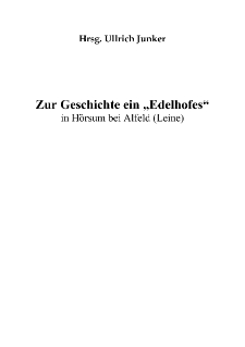 Zur Geschichte ein „Edelhofes“ in Hörsum bei Alfeld (Leine) [Dokument elektroniczny]