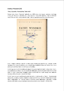 Skarby z Pracowni (27) : Tatry Wysokie. Przewodnik Taternicki [Dokument elektroniczny]