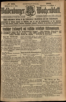 Waldenburger Wochenblatt, Jg. 62, 1916, nr 103