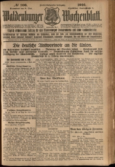 Waldenburger Wochenblatt, Jg. 62, 1916, nr 106