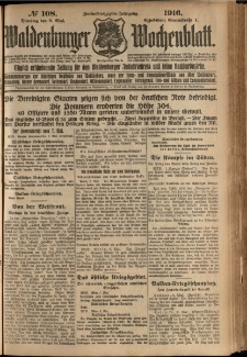 Waldenburger Wochenblatt, Jg. 62, 1916, nr 108