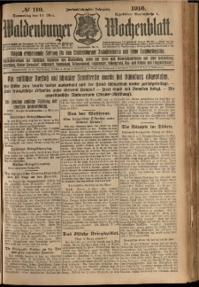Waldenburger Wochenblatt, Jg. 62, 1916, nr 110