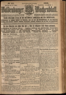 Waldenburger Wochenblatt, Jg. 62, 1916, nr 111