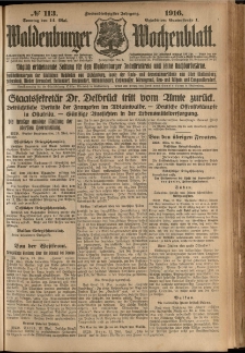 Waldenburger Wochenblatt, Jg. 62, 1916, nr 113