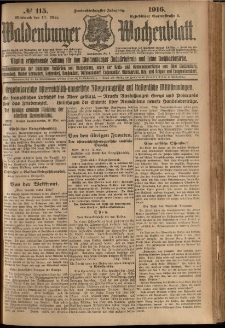 Waldenburger Wochenblatt, Jg. 62, 1916, nr 115