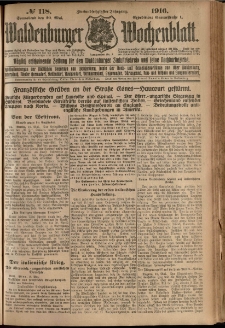 Waldenburger Wochenblatt, Jg. 62, 1916, nr 118