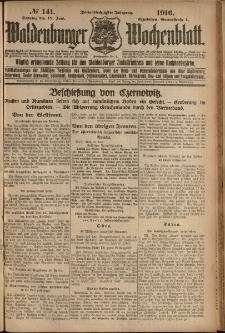 Waldenburger Wochenblatt, Jg. 62, 1916, nr 141