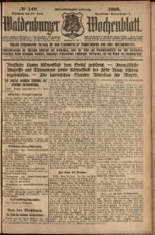Waldenburger Wochenblatt, Jg. 62, 1916, nr 149