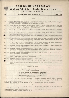 Dziennik Urzędowy Wojew&oacute;dztwa Jeleniog&oacute;rskiego, 1977, nr 1