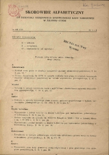 Skorowidz alfabetyczny do Dziennika Urzędowego Województwa Jeleniogórskiego za rok 1979, nr 1-9