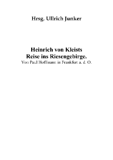 Heinrich von Kleists schlesische Reise ins Riesengebirge [Dokument elektroniczny]