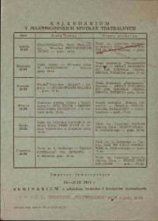 V Jeleniogórskie Spotkania Teatralne - kalendarium [Dokument życia społecznego]