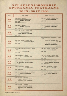 XVI Jeleniog&oacute;rskie Spotkania Teatralne - ulotki [Dokument życia społecznego]