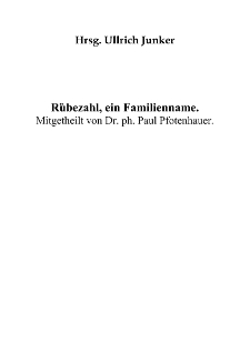 Rübezahl, ein Familienname [Dokument elektroniczny]
