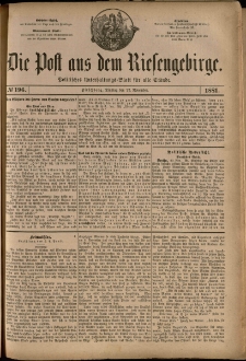 Die Post aus dem Riesengebirge, 1881, nr 196