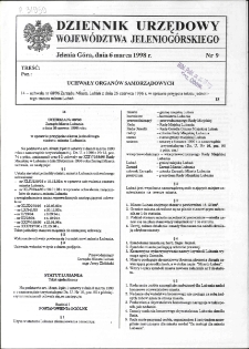 Dziennik Urzędowy Wojew&oacute;dztwa Jeleniog&oacute;rskiego, 1998, nr 9