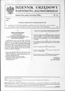 Dziennik Urzędowy Wojew&oacute;dztwa Jeleniog&oacute;rskiego, 1998, nr 14
