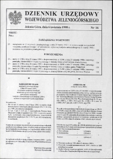 Dziennik Urzędowy Województwa Jeleniogórskiego, 1998, nr 16