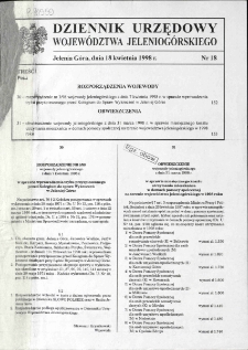 Dziennik Urzędowy Wojew&oacute;dztwa Jeleniog&oacute;rskiego, 1998, nr 18