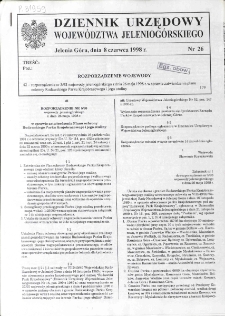 Dziennik Urzędowy Wojew&oacute;dztwa Jeleniog&oacute;rskiego, 1998, nr 26