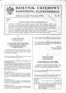 Dziennik Urzędowy Wojew&oacute;dztwa Jeleniog&oacute;rskiego, 1998, nr 48