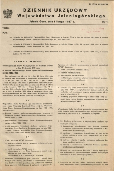 Dziennik Urzędowy Województwa Jeleniogórskiego, 1987, nr 1