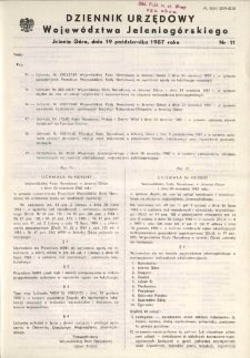 Dziennik Urzędowy Wojew&oacute;dztwa Jeleniog&oacute;rskiego, 1987, nr 11