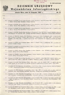 Dziennik Urzędowy Wojew&oacute;dztwa Jeleniog&oacute;rskiego, 1987, nr 12