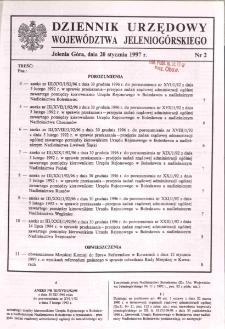 Dziennik Urzędowy Wojew&oacute;dztwa Jeleniog&oacute;rskiego, 1997, nr 2