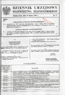 Dziennik Urzędowy Wojew&oacute;dztwa Jeleniog&oacute;rskiego, 1997, nr 17