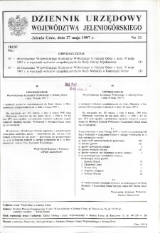 Dziennik Urzędowy Wojew&oacute;dztwa Jeleniog&oacute;rskiego, 1997, nr 31