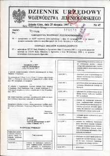 Dziennik Urzędowy Województwa Jeleniogórskiego, 1997, nr 47