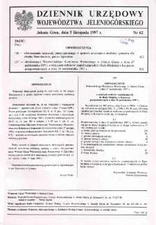 Dziennik Urzędowy Województwa Jeleniogórskiego, 1997, nr 62