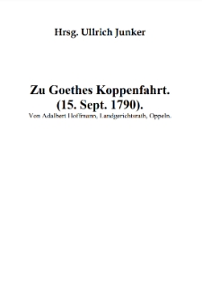 Zu Goethes Koppenfahrt. (15. Sept. 1790) [Dokument elektroniczny]