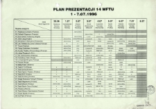 Plan prezentacji 14 Międzynarodowego Festiwalu Teatru Ulicznego [Dokument życia społecznego]