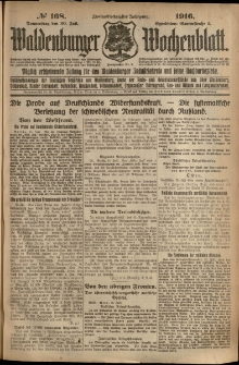 Waldenburger Wochenblatt, Jg. 62, 1916, nr 168