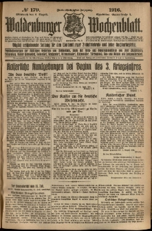 Waldenburger Wochenblatt, Jg. 62, 1916, nr 179