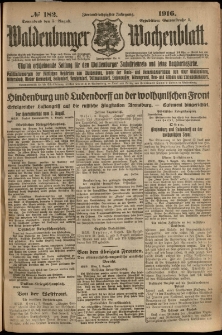 Waldenburger Wochenblatt, Jg. 62, 1916, nr 182