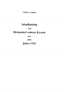 Schulkatalog von Hermsdorf unterm Kynast aus dem Jahre 1763