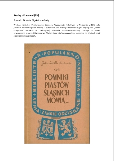 Skarby z Pracowni (29) : Pomniki Piastów Śląskich mówią... [Dokument elektroniczny]