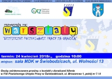 Bezpieczne poszukiwanie pracy za granicą : warsztaty - plakat [Dokument życia społecznego]
