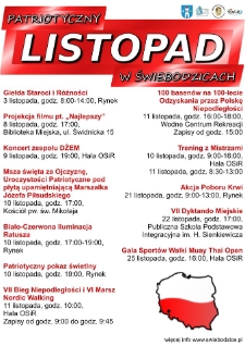Patriotyczny Listopad w Świebodzicach - plakat [Dokument życia społecznego]