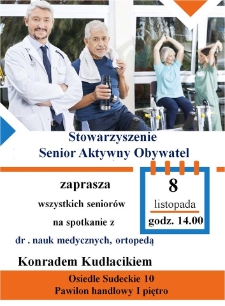 Spotkanie z ortopedą Konradem Kudłacikiem - plakat [Dokument życia społecznego]