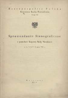 Sprawozdanie stenograficzne z posiedzeń Krajowej Rady Narodowej w dn. 3, 4, 5 i 6 maja 1945 r. Sesja 7