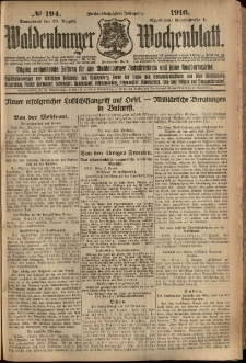 Waldenburger Wochenblatt, Jg. 62, 1916, nr 194