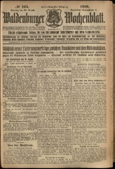 Waldenburger Wochenblatt, Jg. 62, 1916, nr 195