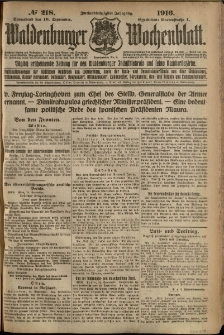 Waldenburger Wochenblatt, Jg. 62, 1916, nr 218