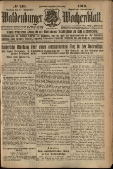 Waldenburger Wochenblatt, Jg. 62, 1916, nr 219
